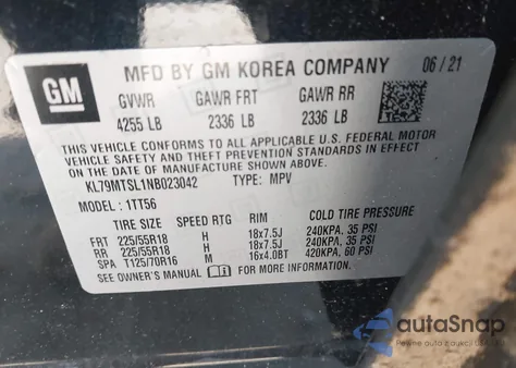 2022 Chevrolet Trailblazer Fwd Rs из США, поврежденный, VIN KL79MTSL1NB023042